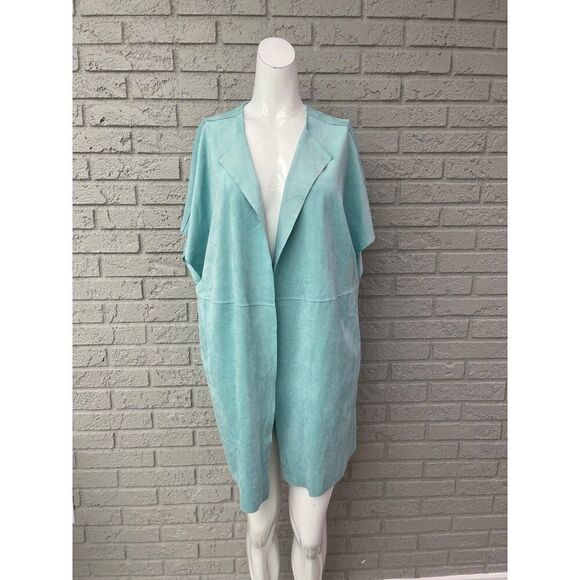 Chico’s Women Mint Faux Suede Jacket Duster Size 2 (12/14) - Picture 1 of 8